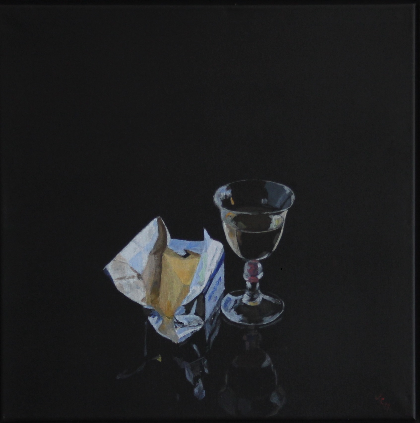 2015 Glas og smørpakke, akryl på lærred, 50 x 50